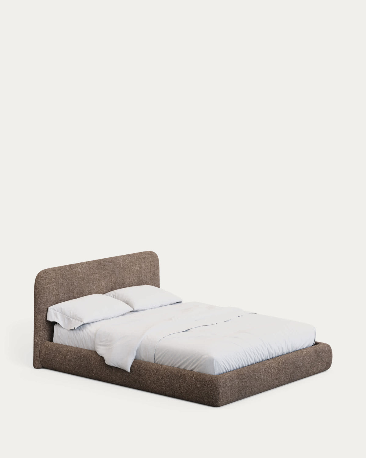 Japandi Bett Martina – Stoff, Braun, 160 × 200 cm – weitere Ansicht
