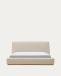 Japandi Bett Martina – Bouclé, Ecru, 180 × 200 cm – Produktansicht