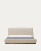 Japandi Bett Martina – Bouclé, Ecru, 180 × 200 cm – Produktansicht