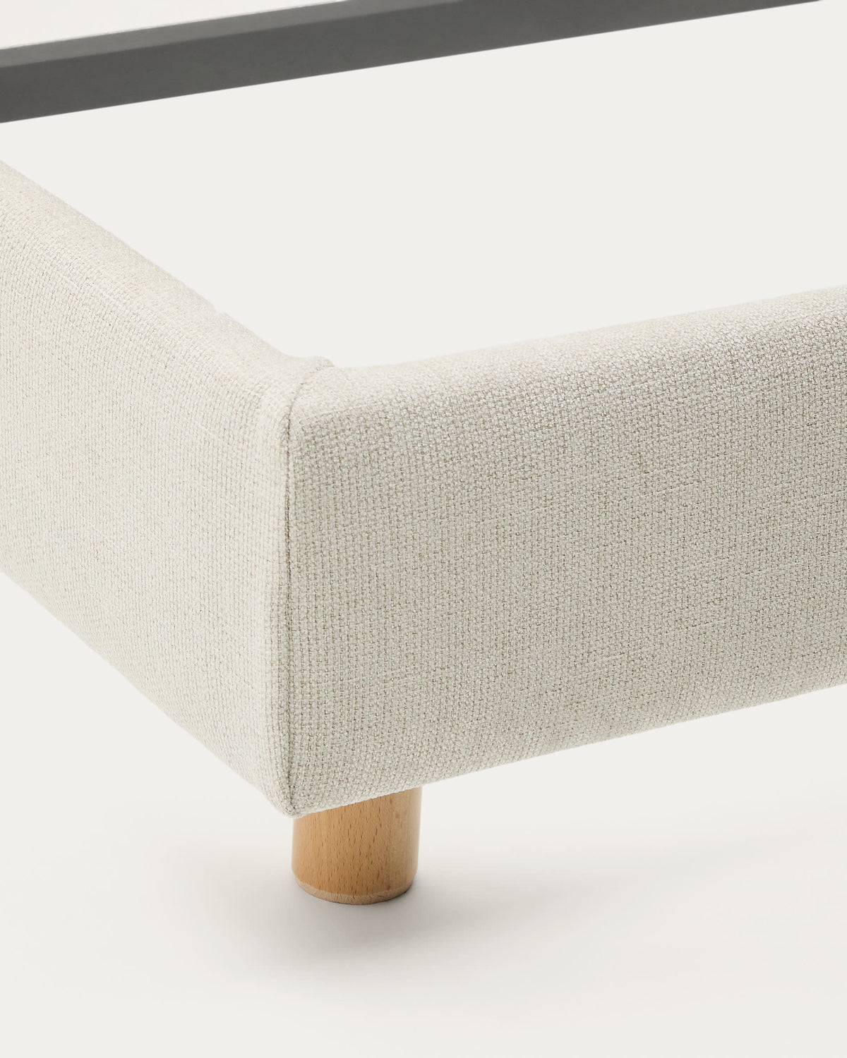 Japandi Bett Valma – Chenille, Perle, 180 × 200 cm – weitere Ansicht