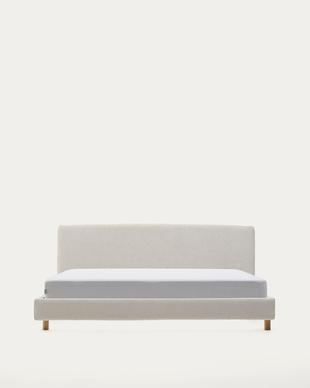 Japandi Bett Valma – Chenille, Perle, 180 × 200 cm – Produktansicht