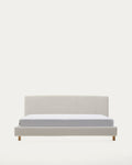 Japandi Bett Valma – Chenille, Perle, 180 × 200 cm – Produktansicht