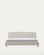 Japandi Bett Valma – Chenille, Perle, 180 × 200 cm – Produktansicht