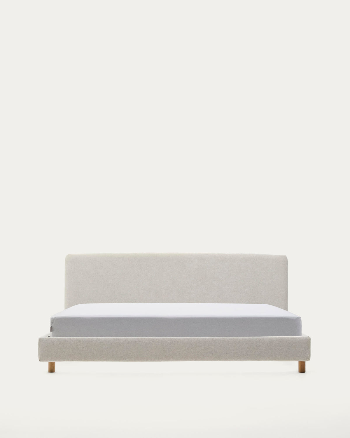 Japandi Bett Valma – Chenille, Perle, 180 × 200 cm – Produktansicht