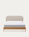 Japandi Bett Octavia – Eschenfurnier, Weiß, 180 × 200 cm – Produktansicht