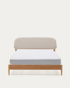 Japandi Bett Octavia – Eschenfurnier, Weiß, 180 × 200 cm – Produktansicht