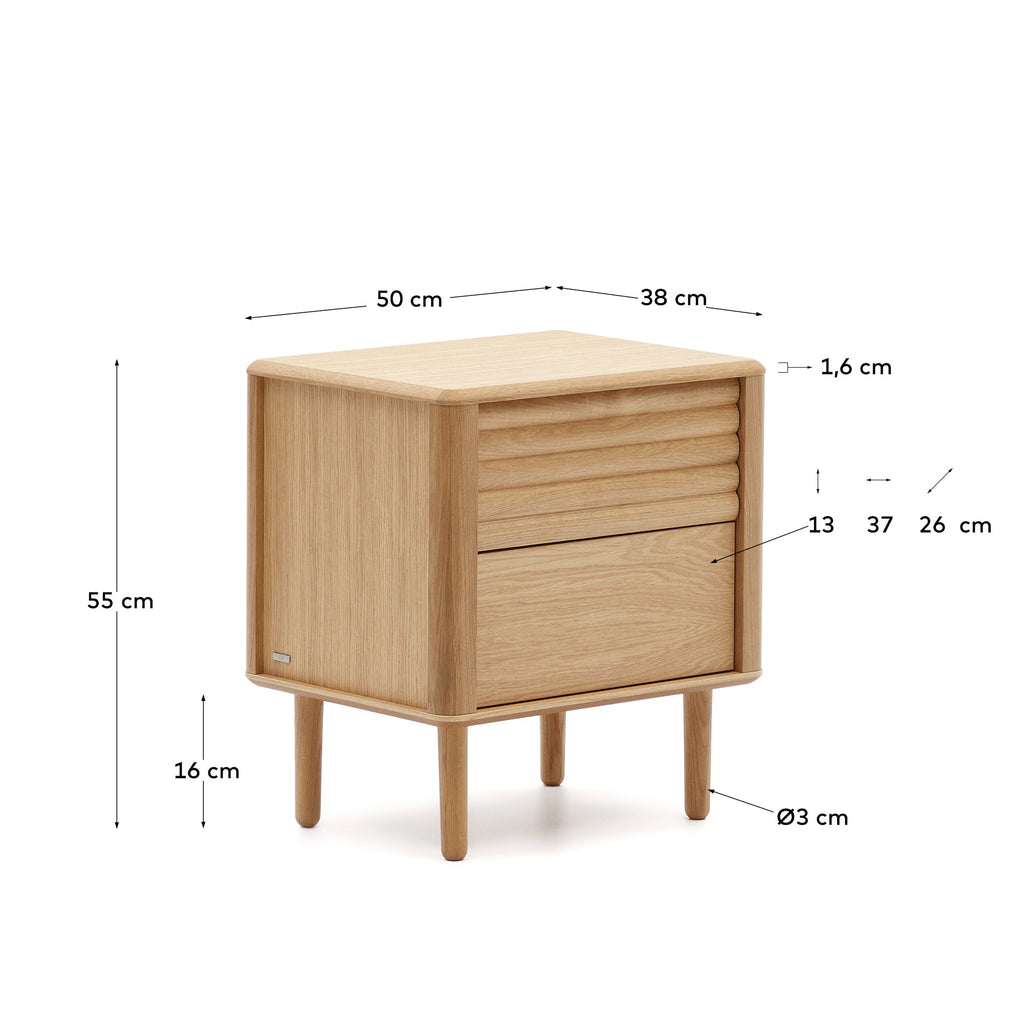 Japandi Nachttisch Lenon – Eichenfurnier, Natur, 50 × 55 cm – weitere Ansicht