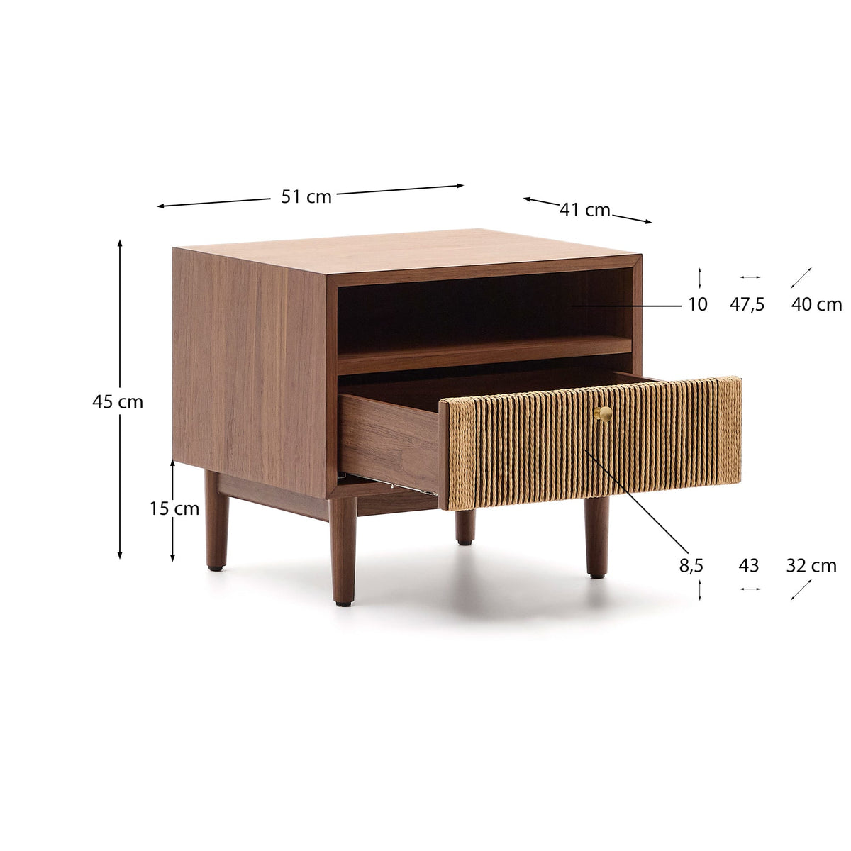 Japandi Nachttisch Elan – Massivholz, Natur, 51 × 45 cm – weitere Ansicht