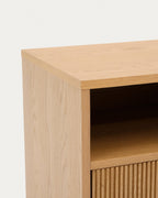 Japandi Nachttisch Helvine – Eichenfurnier, Natur, 60 × 52 cm – weitere Ansicht