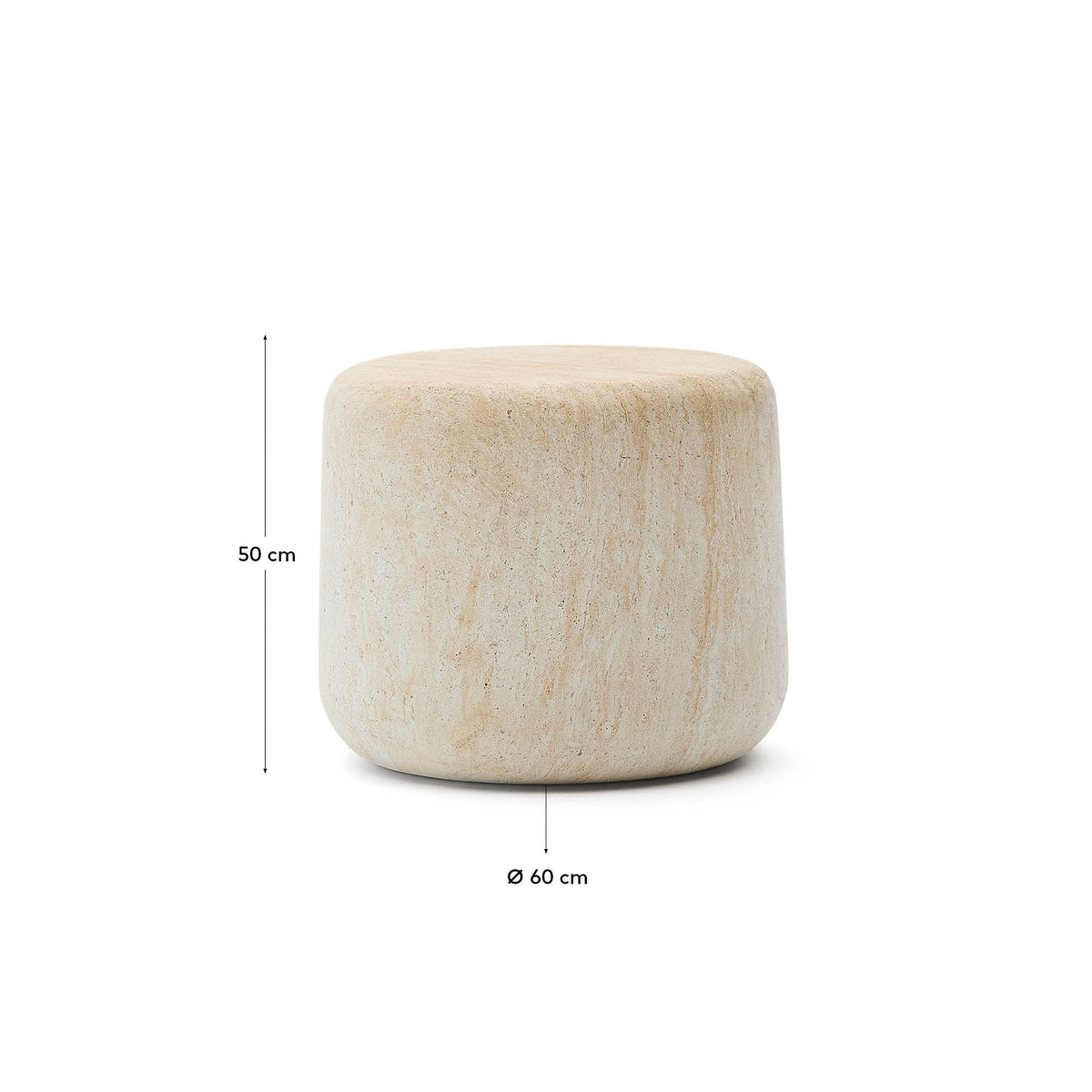 Japandi Beistelltisch Drasi – Zement, Beige, Ø 60 cm – weitere Ansicht