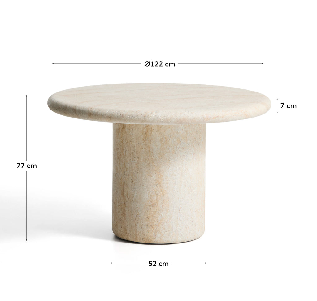 Japandi Esstisch Drasi – Zement, Beige, Ø 122 cm – weitere Ansicht