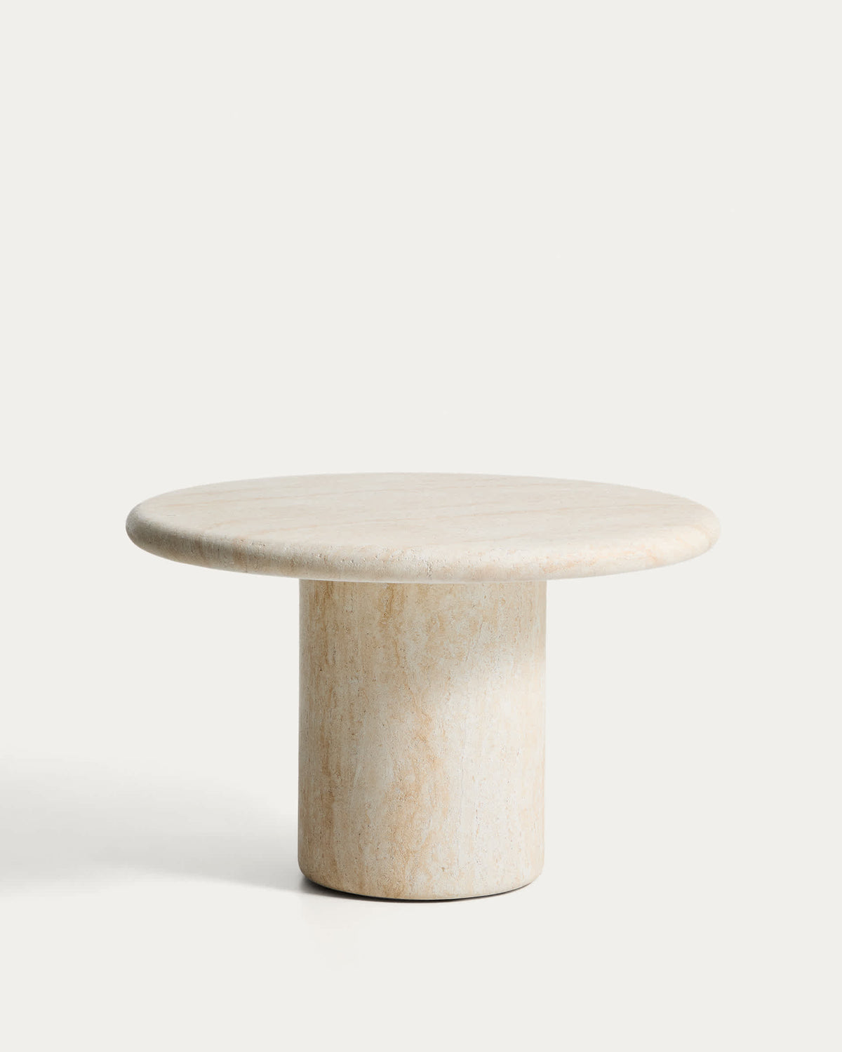 Japandi Esstisch Drasi – Zement, Beige, Ø 122 cm – Produktansicht