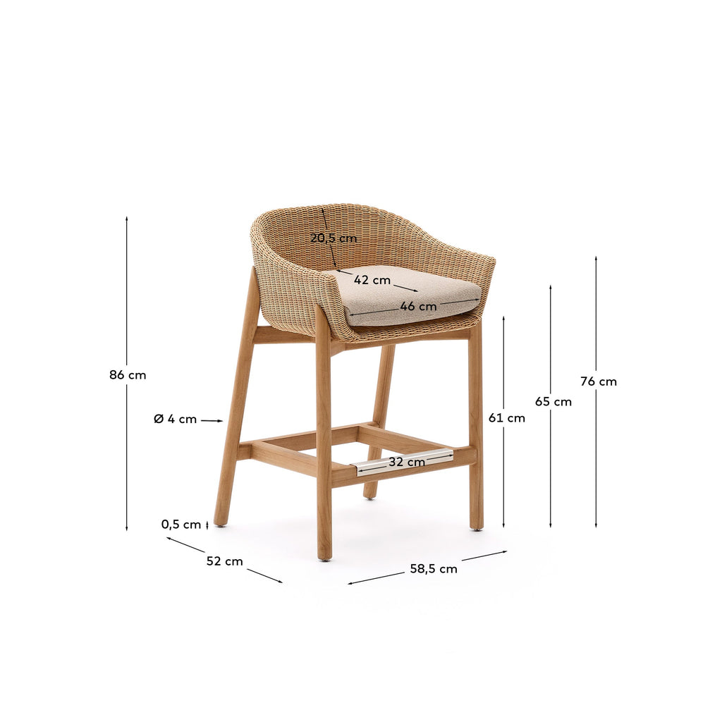 Japandi Hocker Galea – Teakholz, Beige, 65 cm – weitere Ansicht