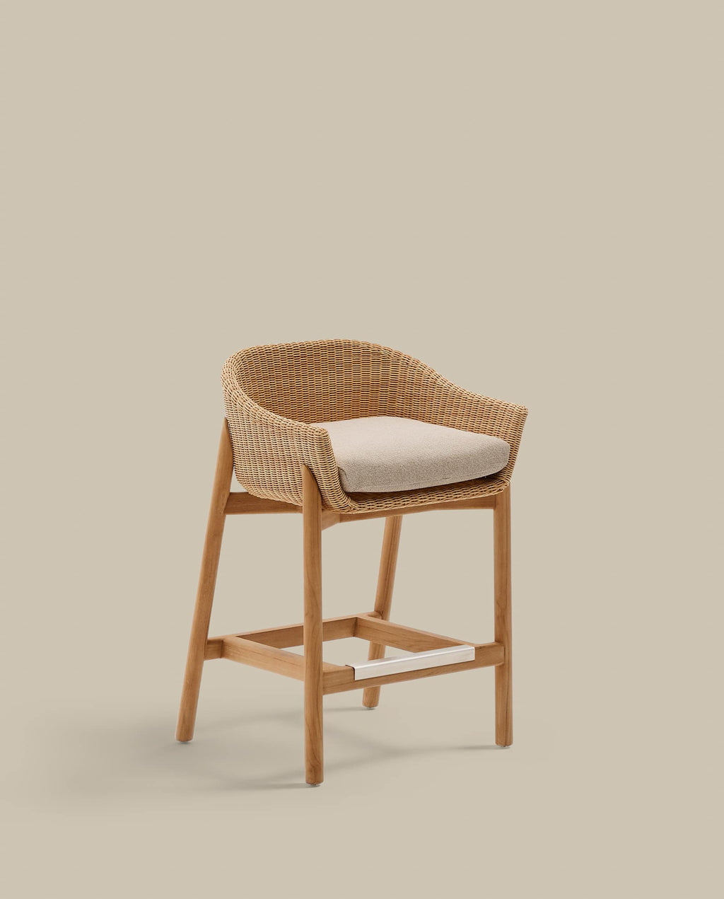 Japandi Hocker Galea – Teakholz, Beige, 65 cm – weitere Ansicht