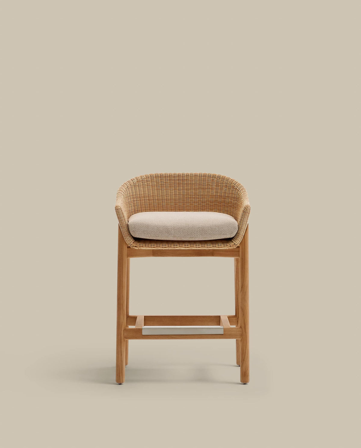 Japandi Hocker Galea – Teakholz, Beige, 65 cm – weitere Ansicht