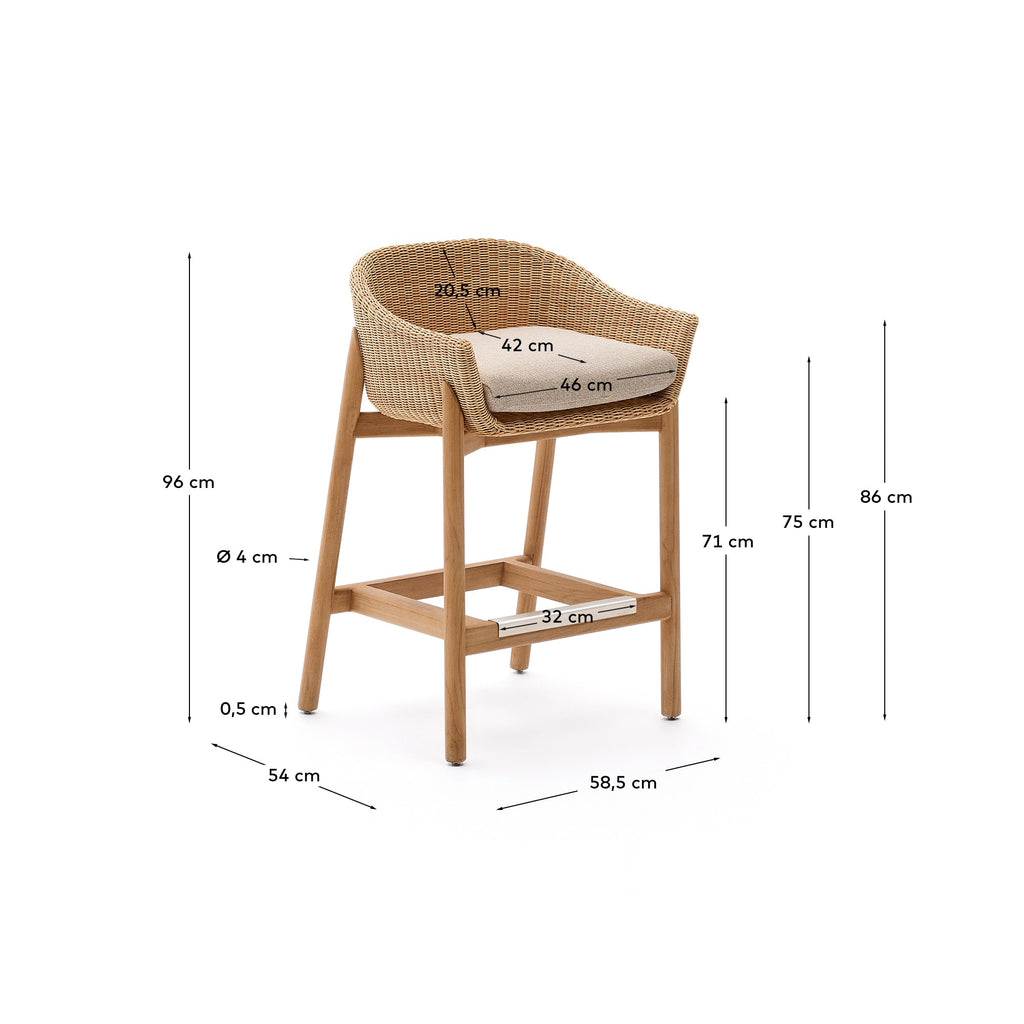 Japandi Hocker Galea – Teakholz, Beige, 75 cm – weitere Ansicht