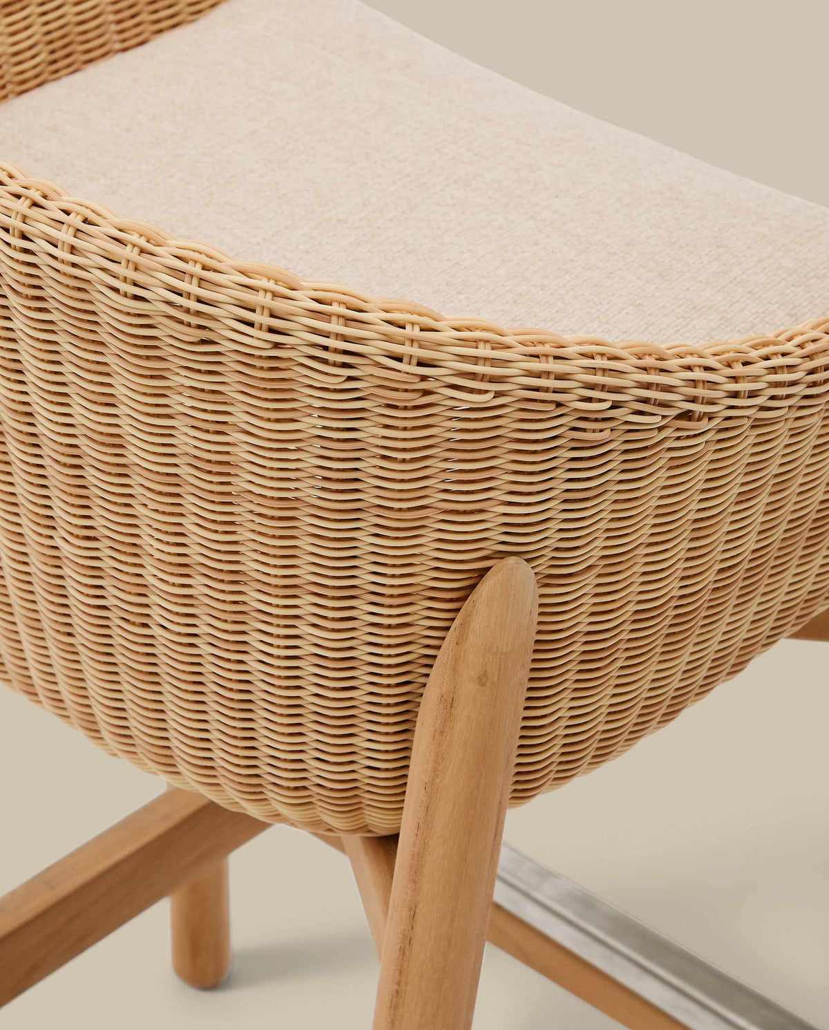 Japandi Hocker Galea – Teakholz, Beige, 75 cm – weitere Ansicht