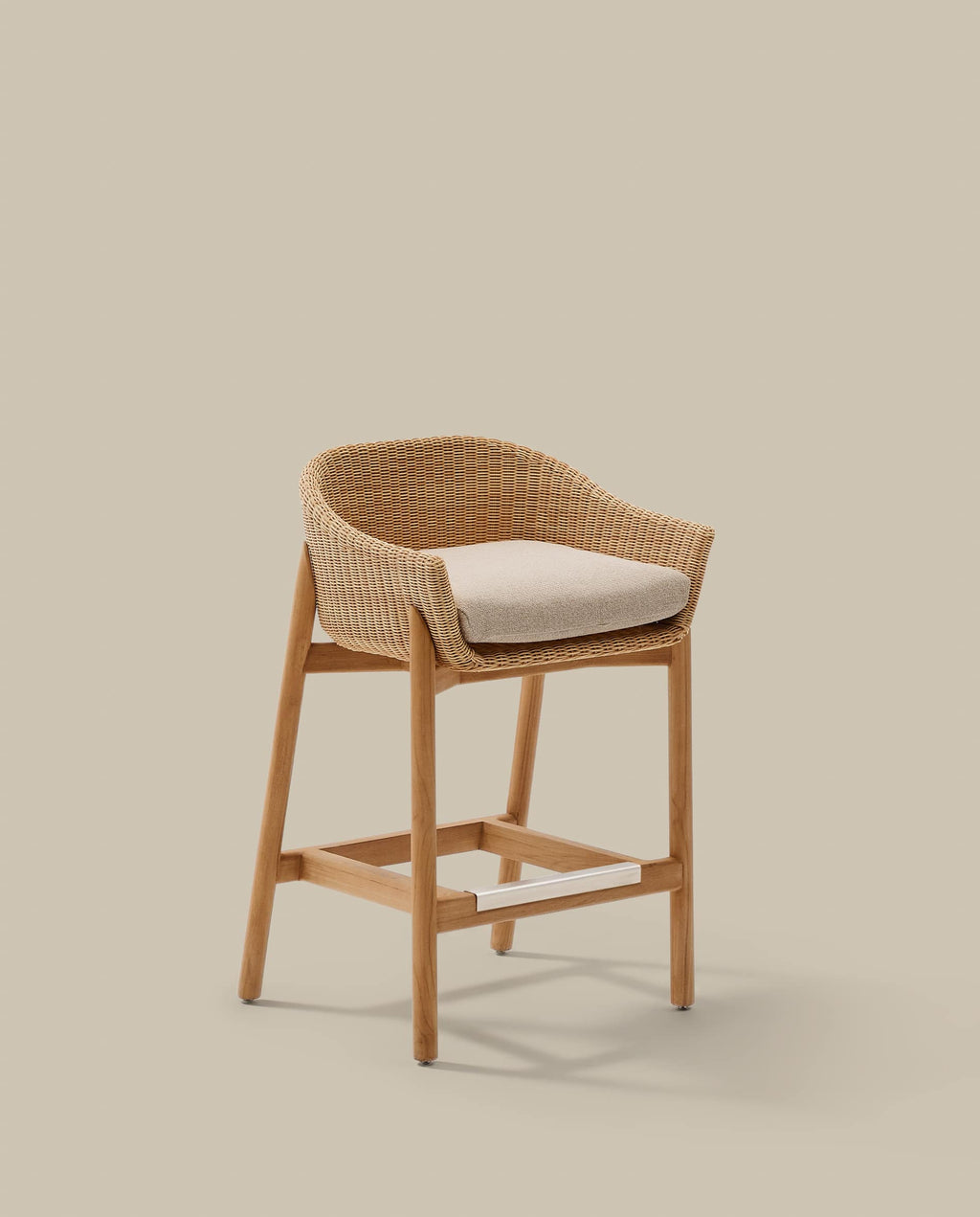 Japandi Hocker Galea – Teakholz, Beige, 75 cm – weitere Ansicht