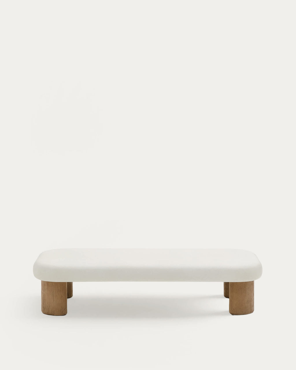 Japandi Couchtisch Labra – Zement, Weiß, 140 × 70 cm – Produktansicht
