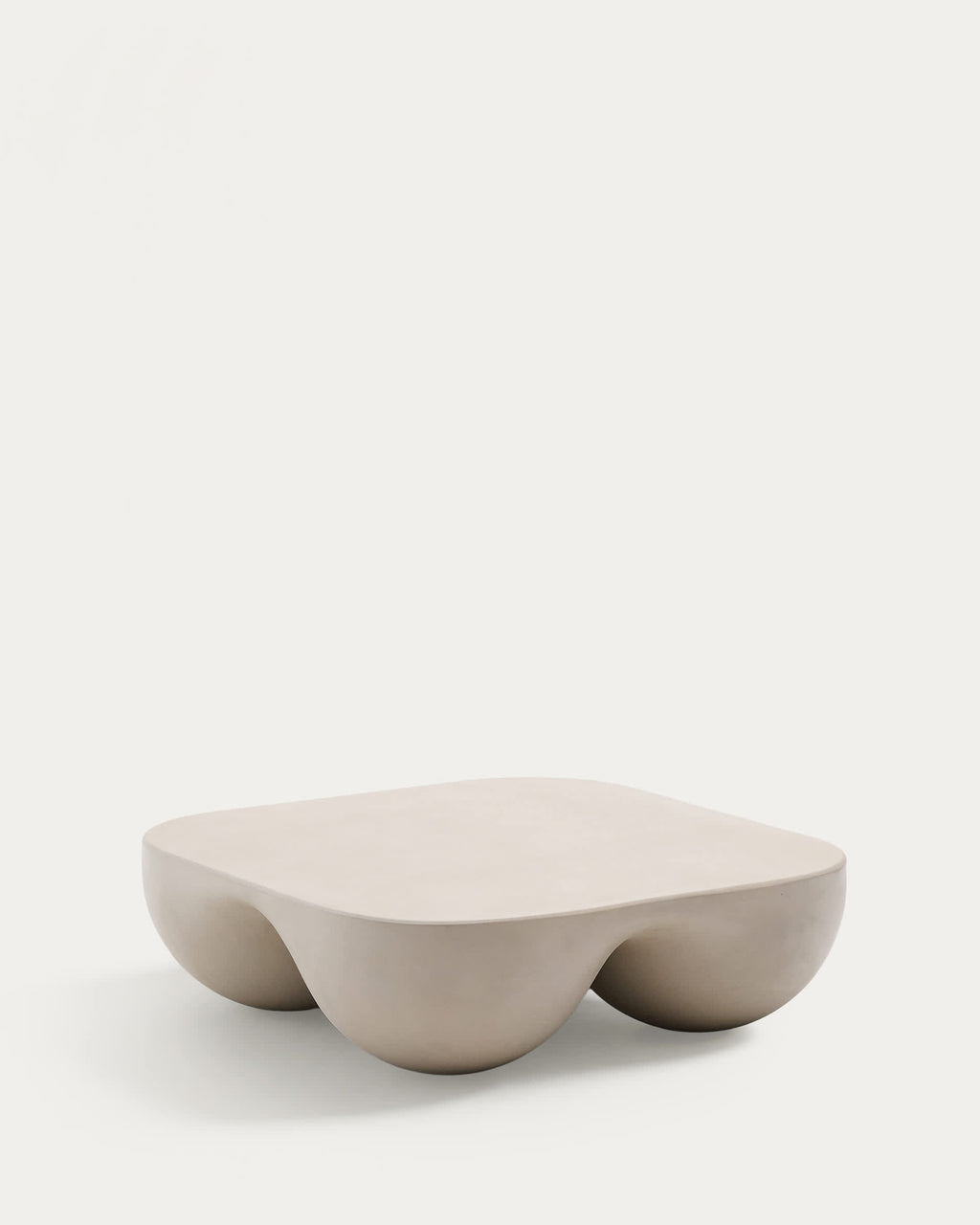 Japandi Couchtisch Colba – Sandstein, Hellgrau, 100 × 100 cm – Produktansicht