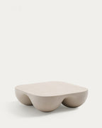 Japandi Couchtisch Colba – Sandstein, Hellgrau, 100 × 100 cm – Produktansicht