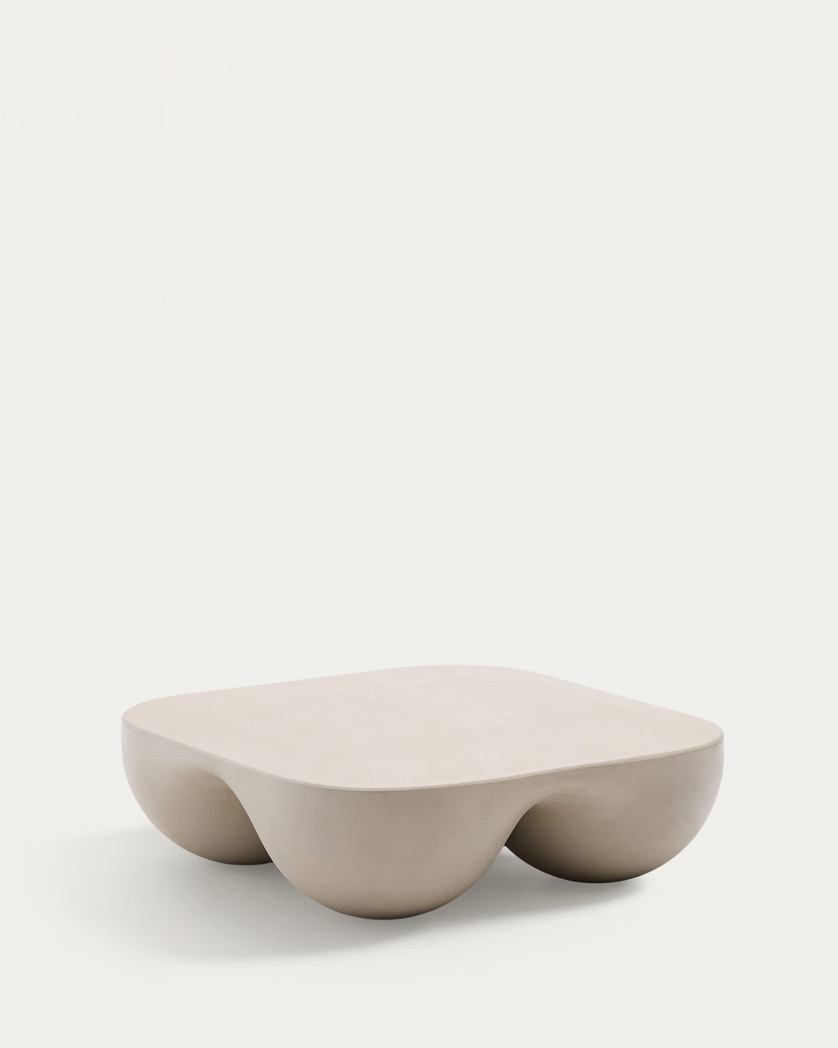 Japandi Couchtisch Colba – Sandstein, Hellgrau, 100 × 100 cm – Produktansicht