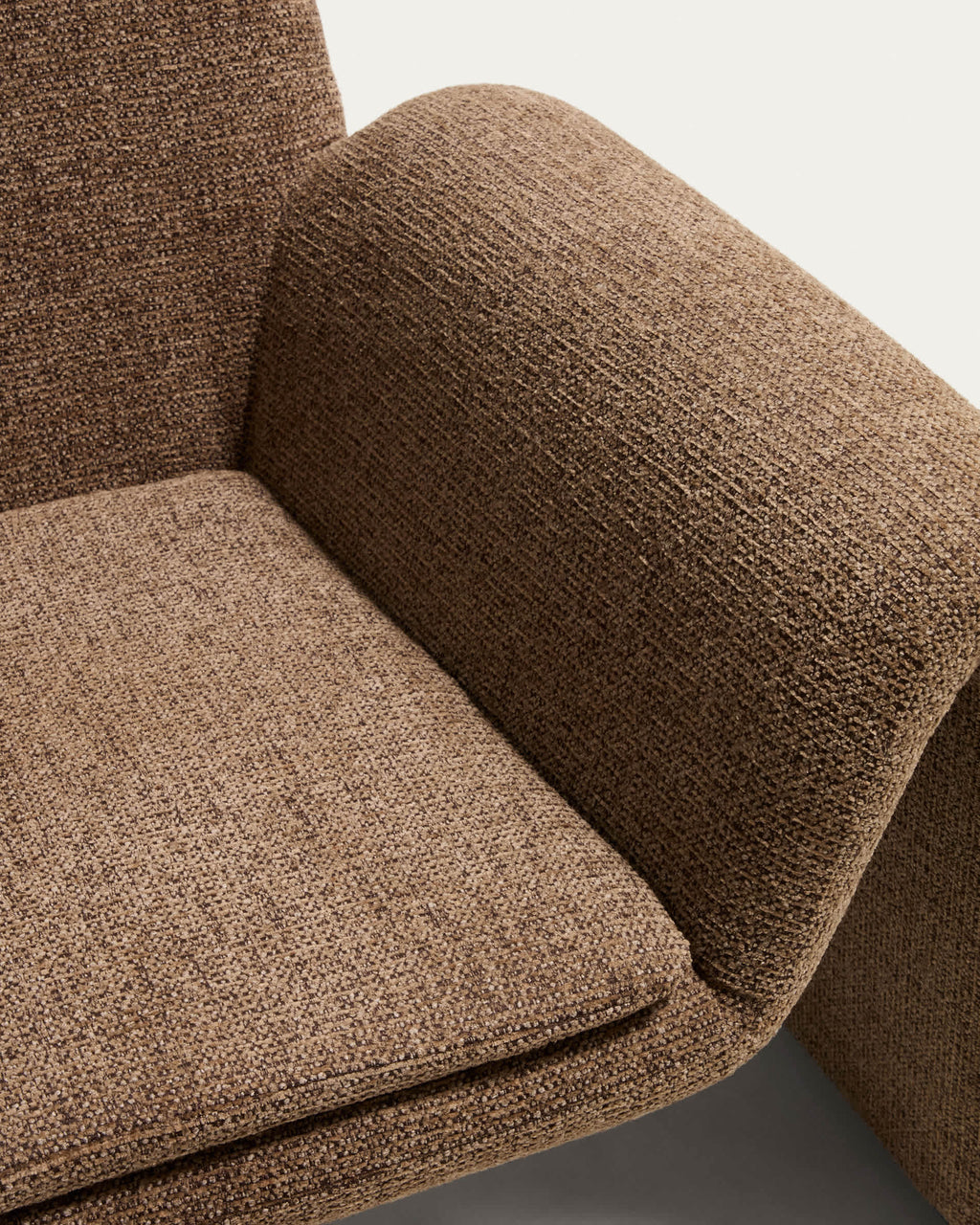 Japandi Sessel Melvia – Chenille, Braun – weitere Ansicht
