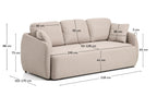 Japandi Schlafsofa Laira – Chenille, Beige, 3-Sitzer, 218 cm – weitere Ansicht