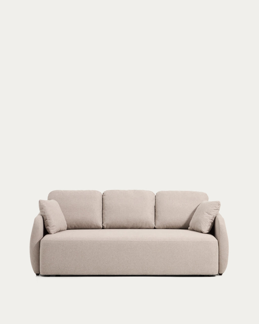 Japandi Schlafsofa Laira – Chenille, Beige, 3-Sitzer, 218 cm – Produktansicht
