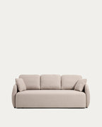 Japandi Schlafsofa Laira – Chenille, Beige, 3-Sitzer, 218 cm – Produktansicht
