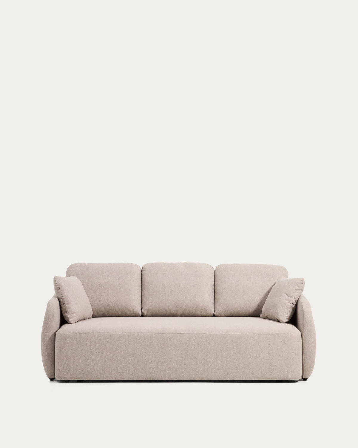 Japandi Schlafsofa Laira – Chenille, Beige, 3-Sitzer, 218 cm – Produktansicht