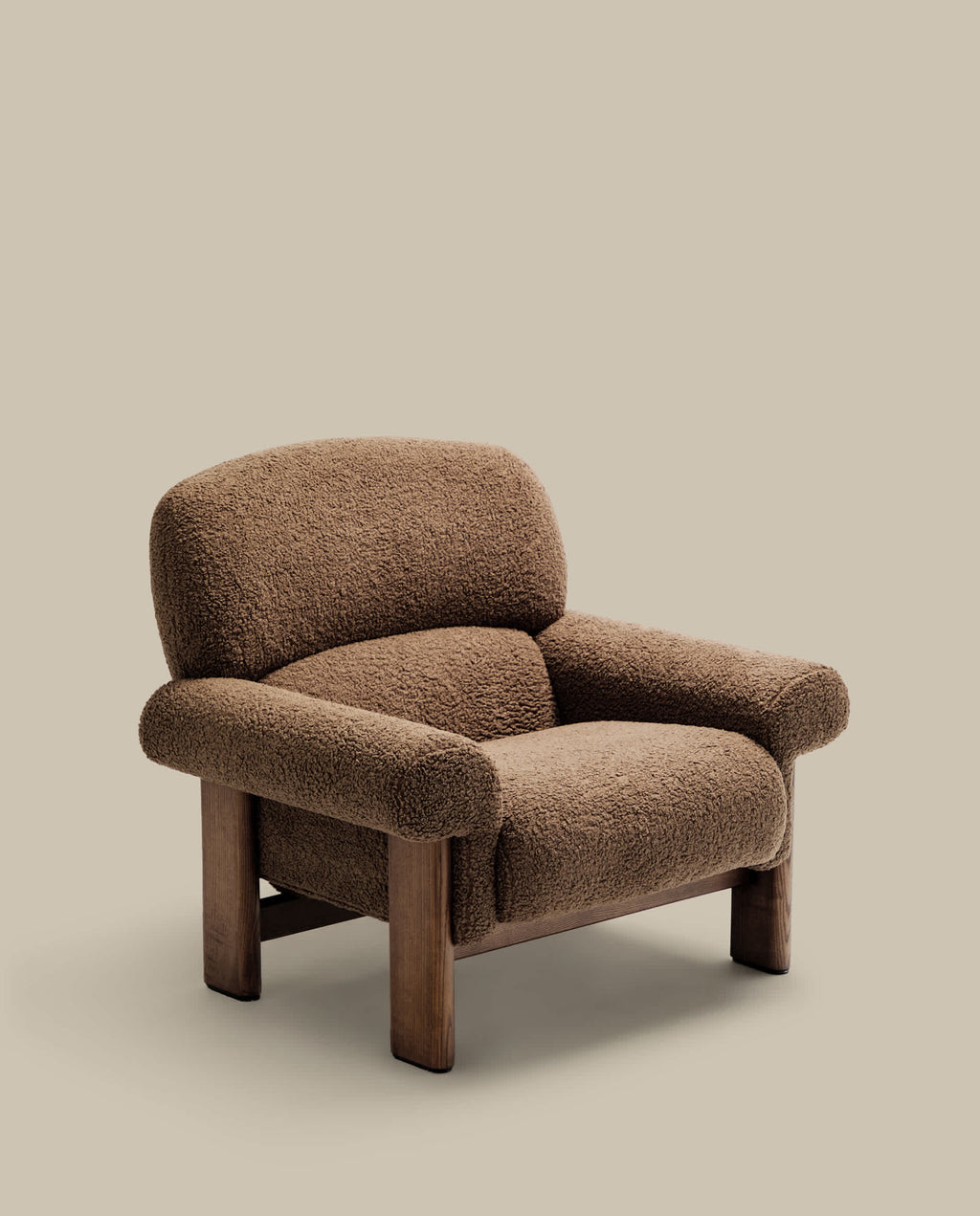 Japandi Sessel Nema – Bouclé, Taupe – weitere Ansicht