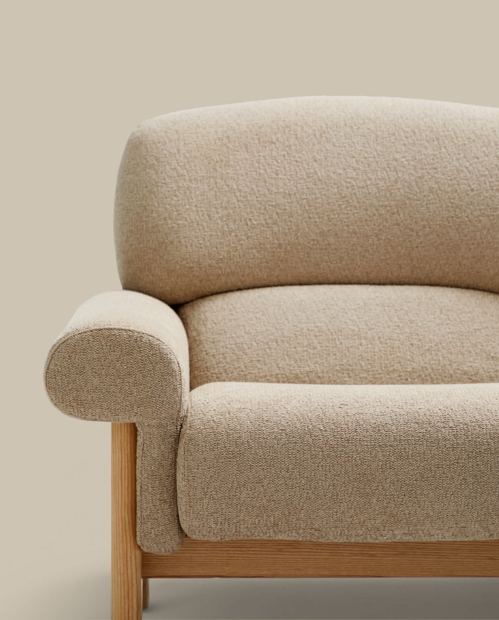 Japandi Sessel Nema – Chenille, Beige – weitere Ansicht
