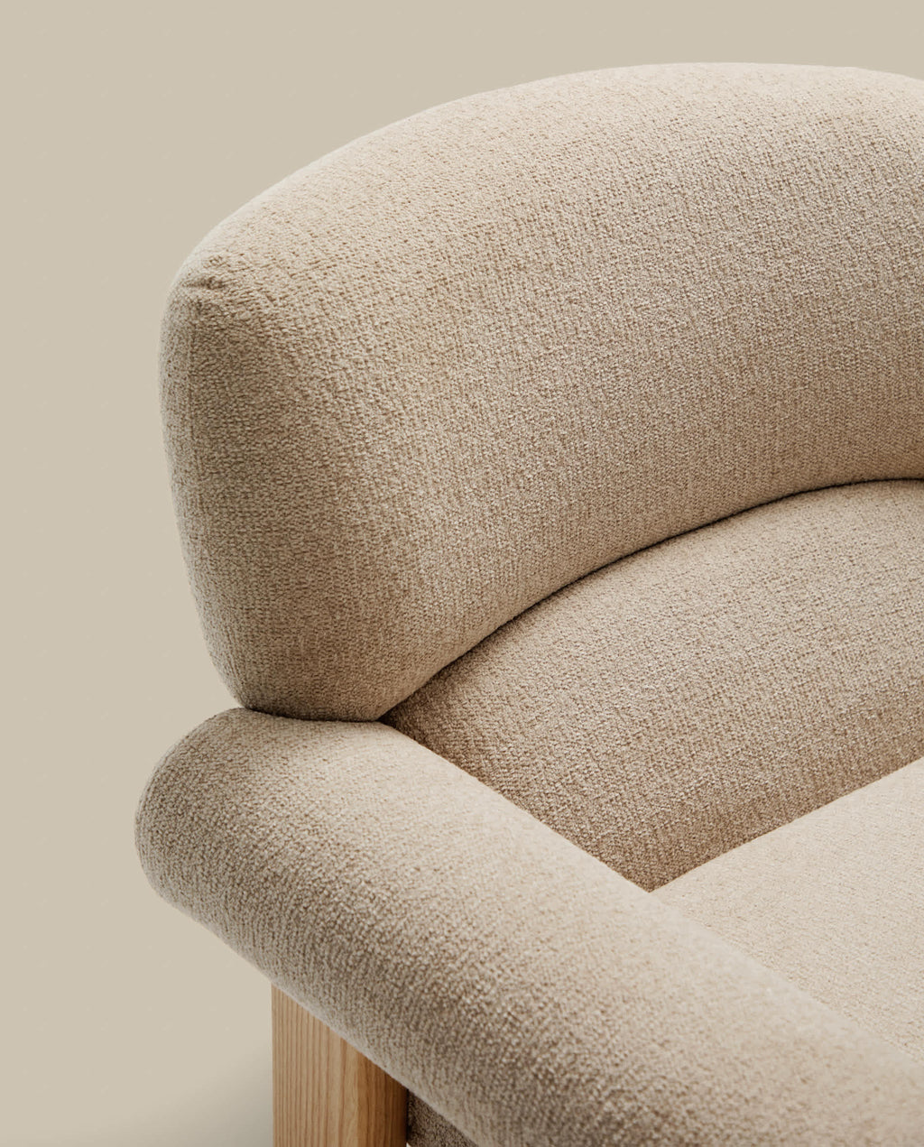 Japandi Sessel Nema – Chenille, Beige – weitere Ansicht
