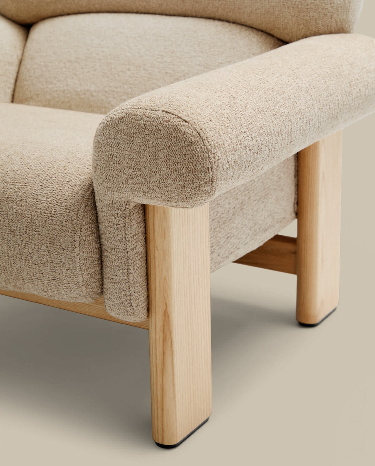 Japandi Sessel Nema – Chenille, Beige – weitere Ansicht