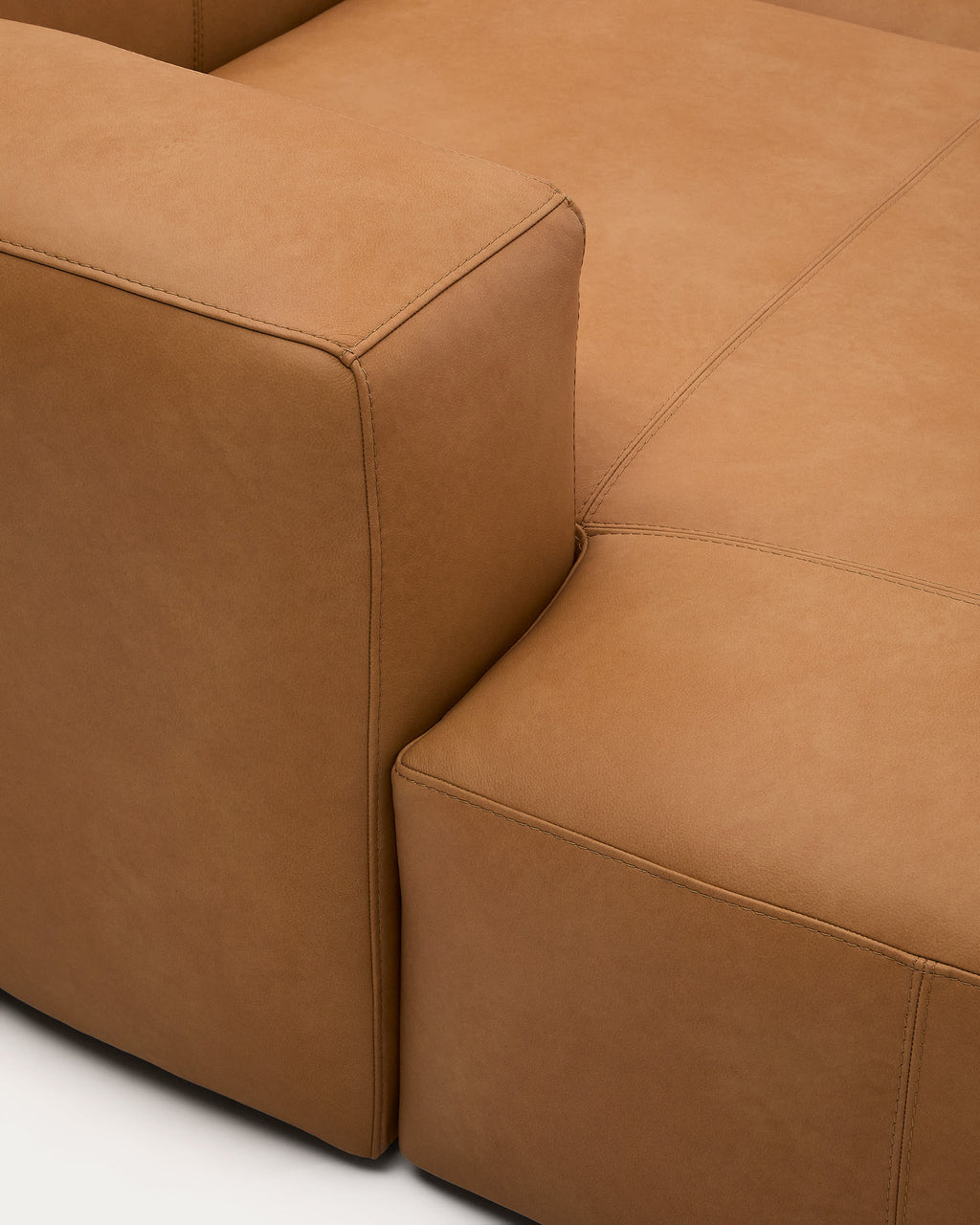 Japandi 4-Sitzer-Sofa Blok – Leder, Chaiselongue links, 330 cm – weitere Ansicht