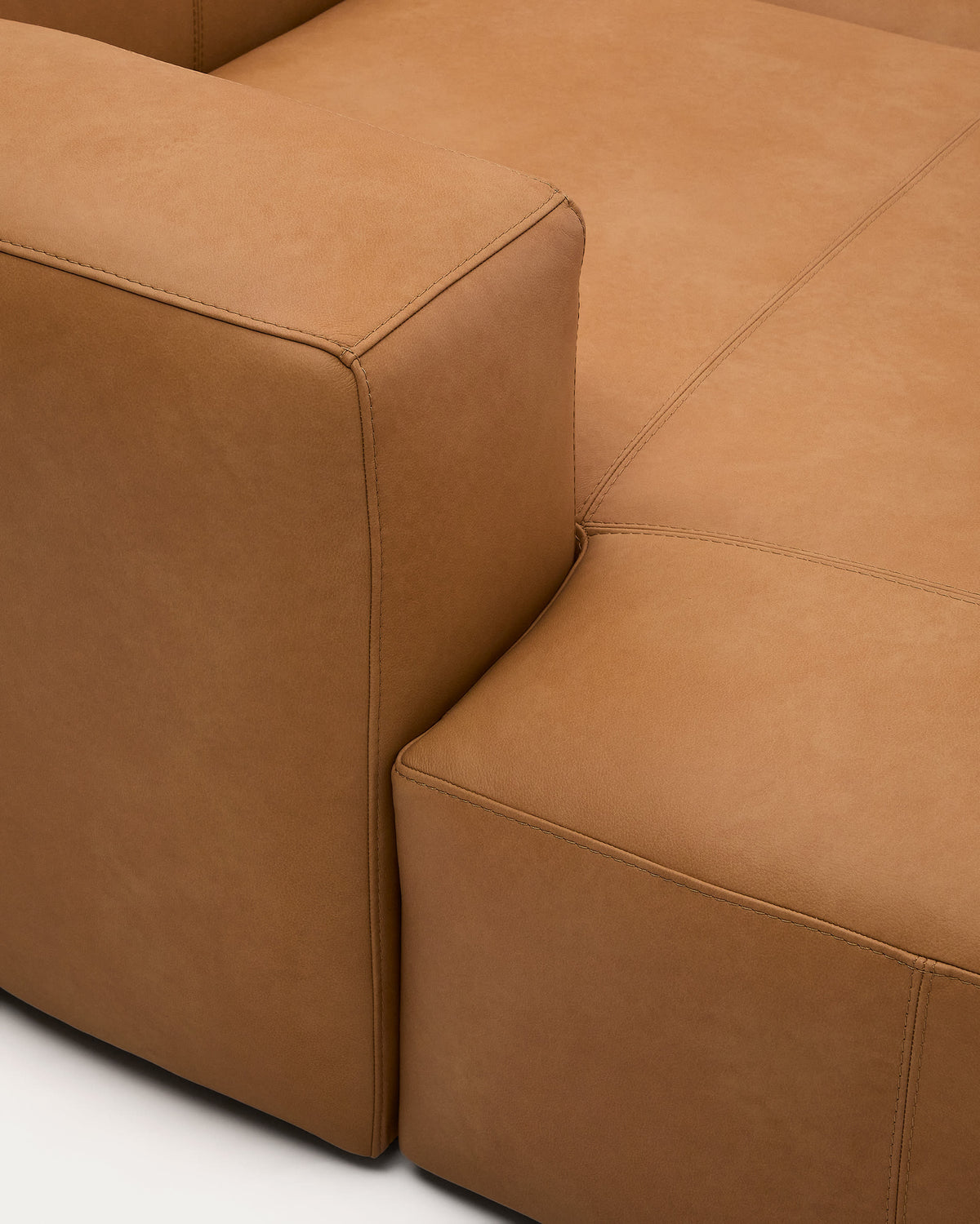 Japandi 4-Sitzer-Sofa Blok – Leder, Chaiselongue links, 330 cm – weitere Ansicht