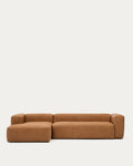 Japandi 4-Sitzer-Sofa Blok – Leder, Chaiselongue links, 330 cm – Produktansicht