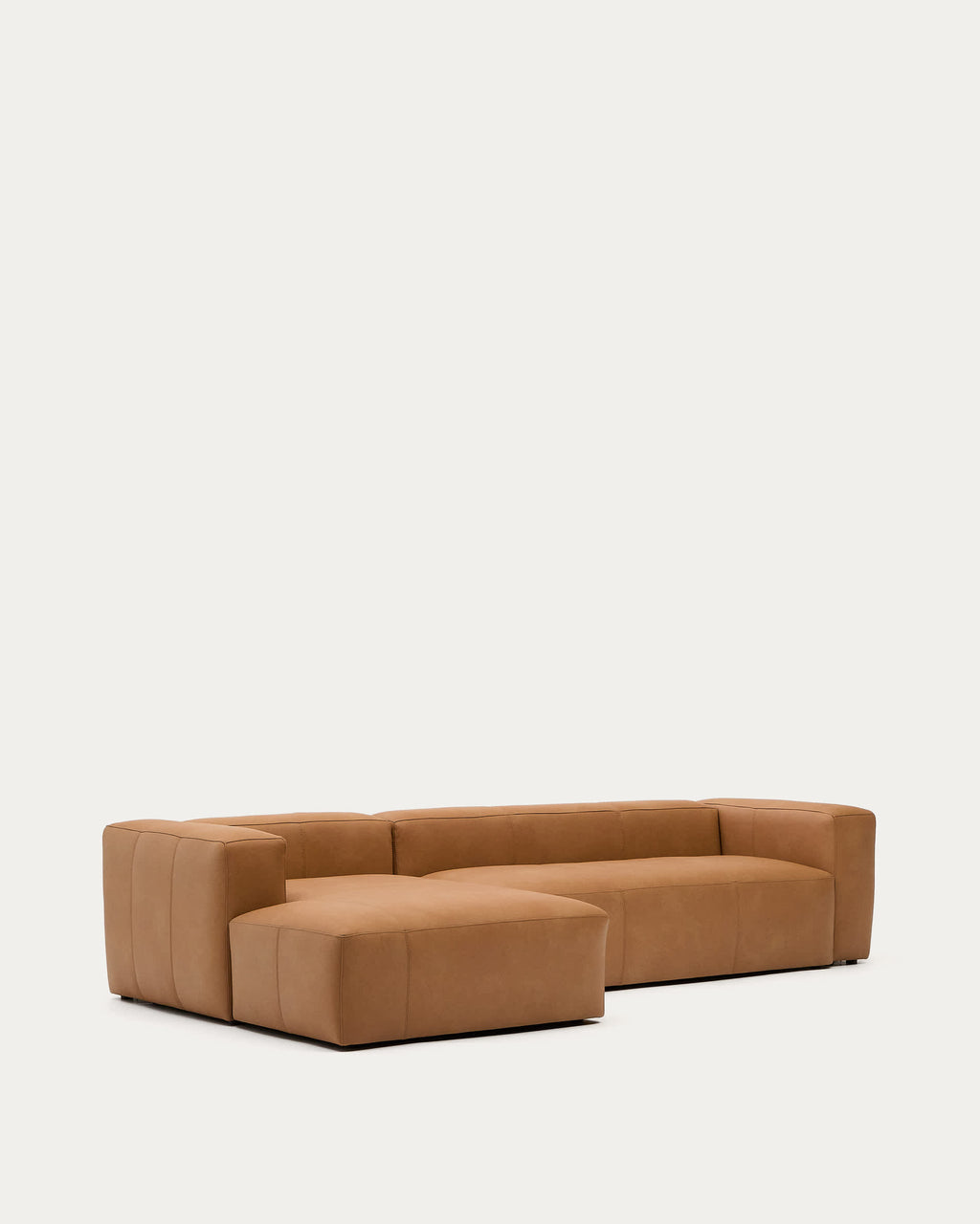 Japandi 4-Sitzer-Sofa Blok – Leder, Chaiselongue links, 330 cm – weitere Ansicht