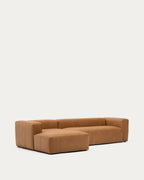 Japandi 4-Sitzer-Sofa Blok – Leder, Chaiselongue links, 330 cm – weitere Ansicht