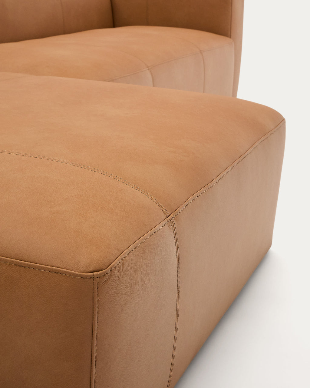 Japandi 4-Sitzer-Sofa Blok – Leder, Chaiselongue rechts, 330 cm – weitere Ansicht