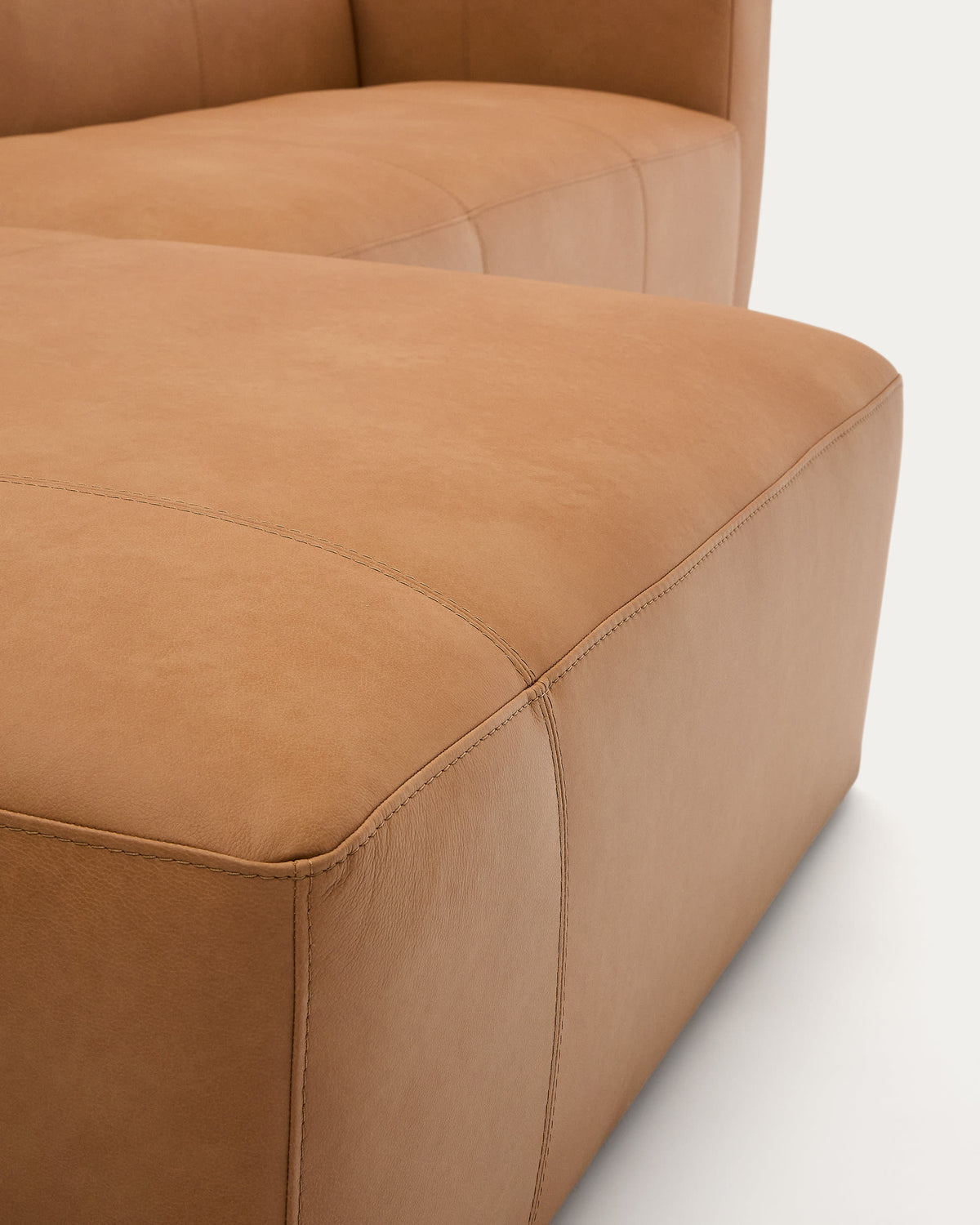 Japandi 4-Sitzer-Sofa Blok – Leder, Chaiselongue rechts, 330 cm – weitere Ansicht