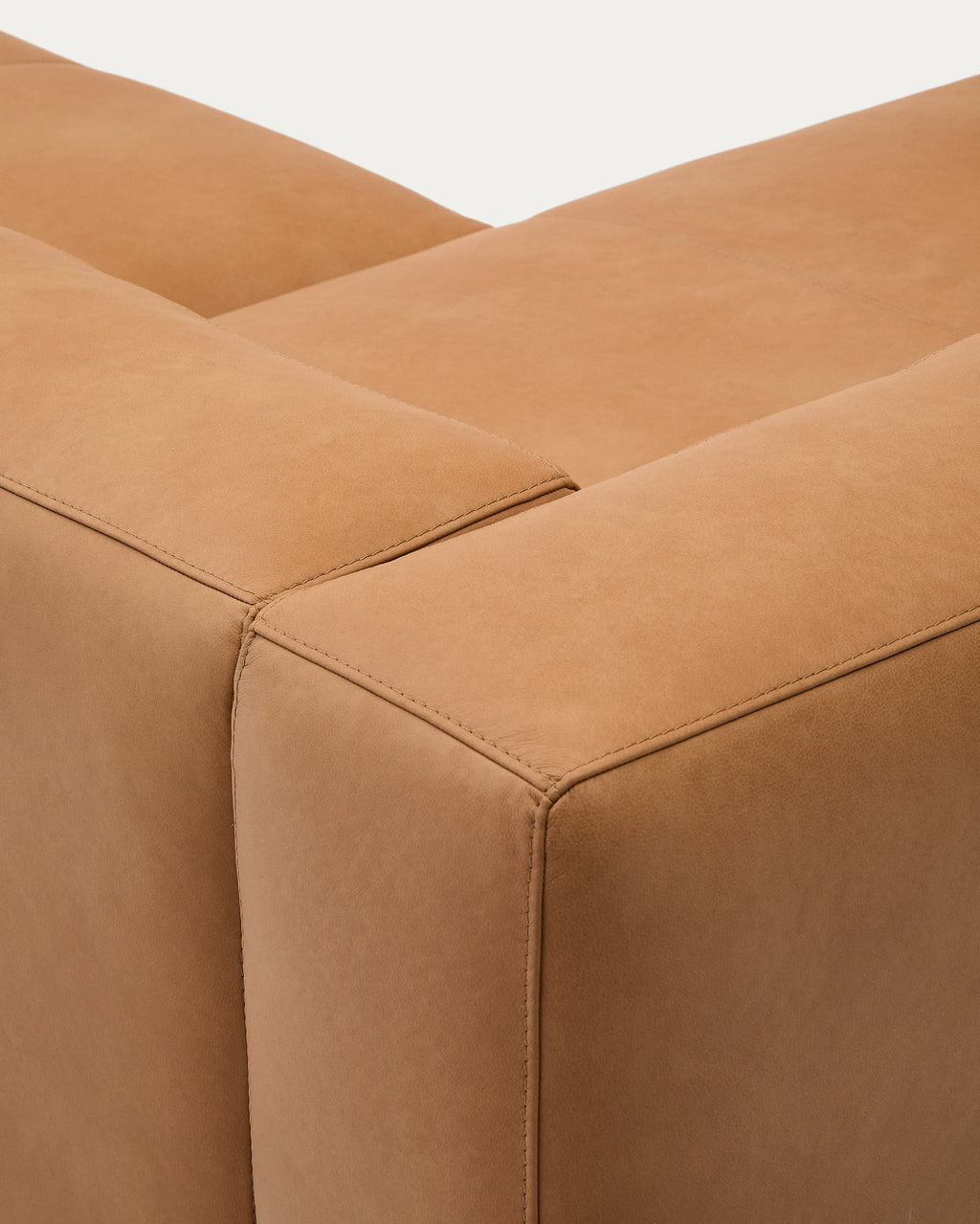 Japandi 4-Sitzer-Sofa Blok – Leder, Chaiselongue rechts, 330 cm – weitere Ansicht