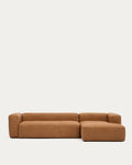 Japandi 4-Sitzer-Sofa Blok – Leder, Chaiselongue rechts, 330 cm – Produktansicht