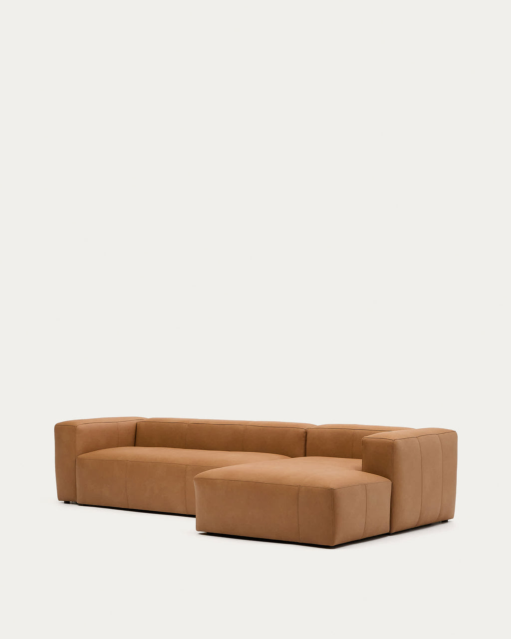 Japandi 4-Sitzer-Sofa Blok – Leder, Chaiselongue rechts, 330 cm – weitere Ansicht