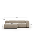Japandi 2-Sitzer-Sofa Blok – Chenille, Chaiselongue links, 240 cm – weitere Ansicht