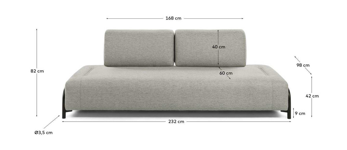 Japandi 3-Sitzer-Sofamodul Compo – Beigegrau, 232 cm – weitere Ansicht