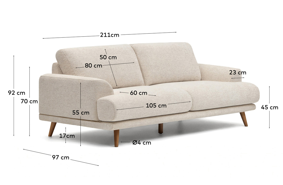 Japandi 2-Sitzer-Sofa Karin – Chenille, Beige, 210 cm – weitere Ansicht