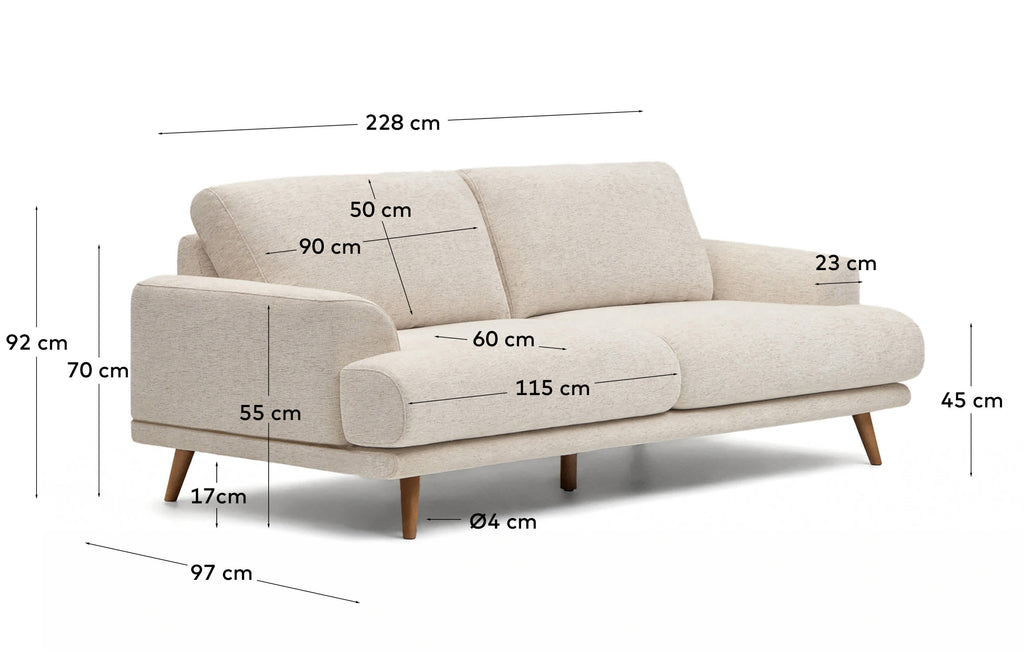 Japandi 3-Sitzer-Sofa Karin – Beige, 231 cm – weitere Ansicht