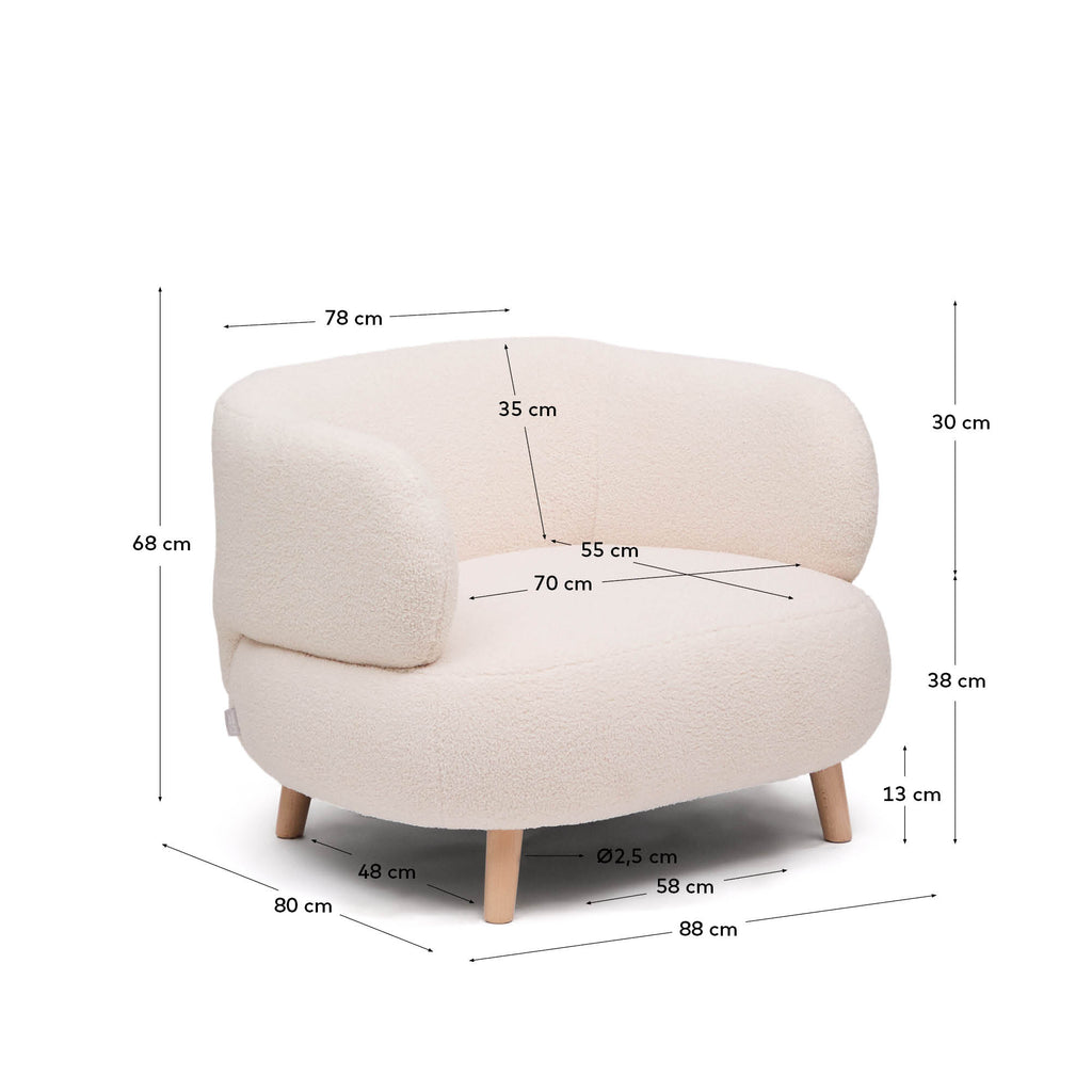 Japandi Sessel Luisa – Bouclé, Ecru, 90 cm – weitere Ansicht